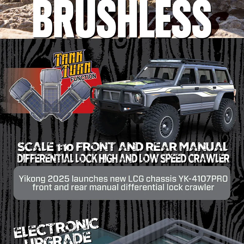 

YK4107 PRO 1/10 New Patrol Simulation Climbing Car 4WD Chassis Plus External Rotor Brushless Professional Off-Road Vehicle 4107