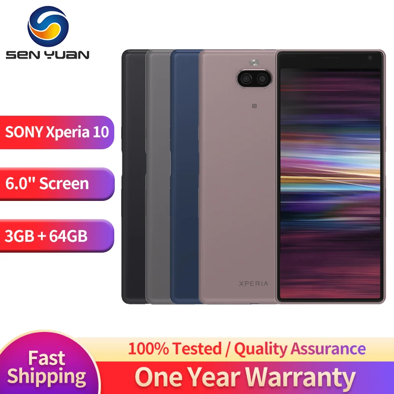 

Sony Xperia 10 I3113 i4113 Smartphone 4G LTE 6.0" Octa Core 3GB RAM 64GB ROM 13MP+5MP Cameras Fingerprint Android Mobile Phone