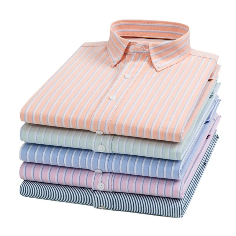 New  Cotton Men's Shirt Men's Long Sleeve Business Casual Vertical Striped Cotton Commuter Shirt Top