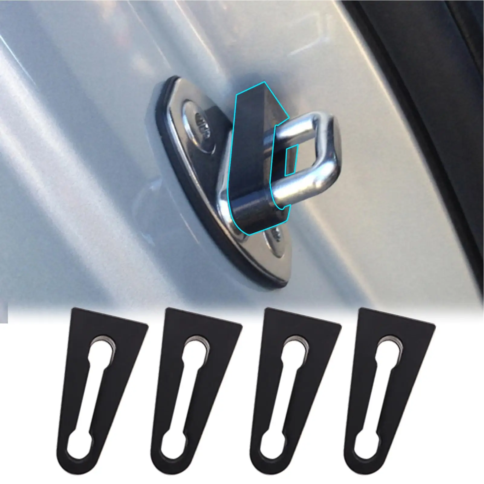 Car Door Lock Buffer 4X Soundproofing Car Lock Damper Sound Deadener Precise Fit Car Accessories Rubber Auto Door Guard Deadener