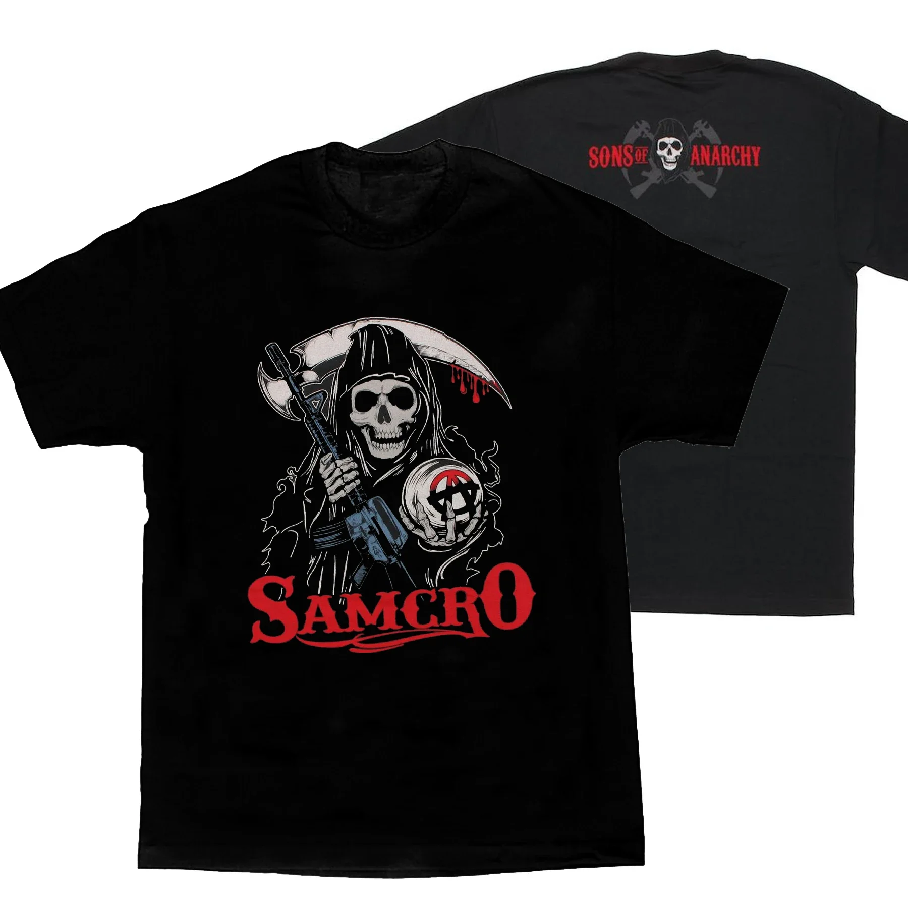 Vintage SOA Stylized Grim Reaper SAMCRO T-Shirt 100% Cotton O-Neck Summer Short Sleeve Casual Mens T-shirt Size S-3XL