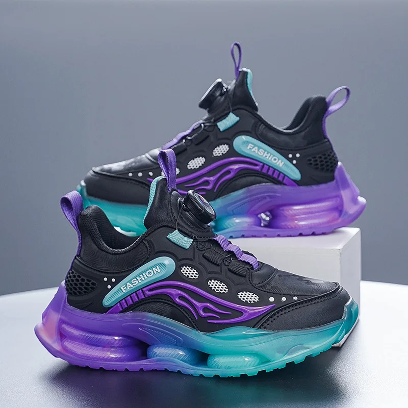 Trendy Breathable Kids Basketball Sneakers for School Students Leather Children Casual Shoes