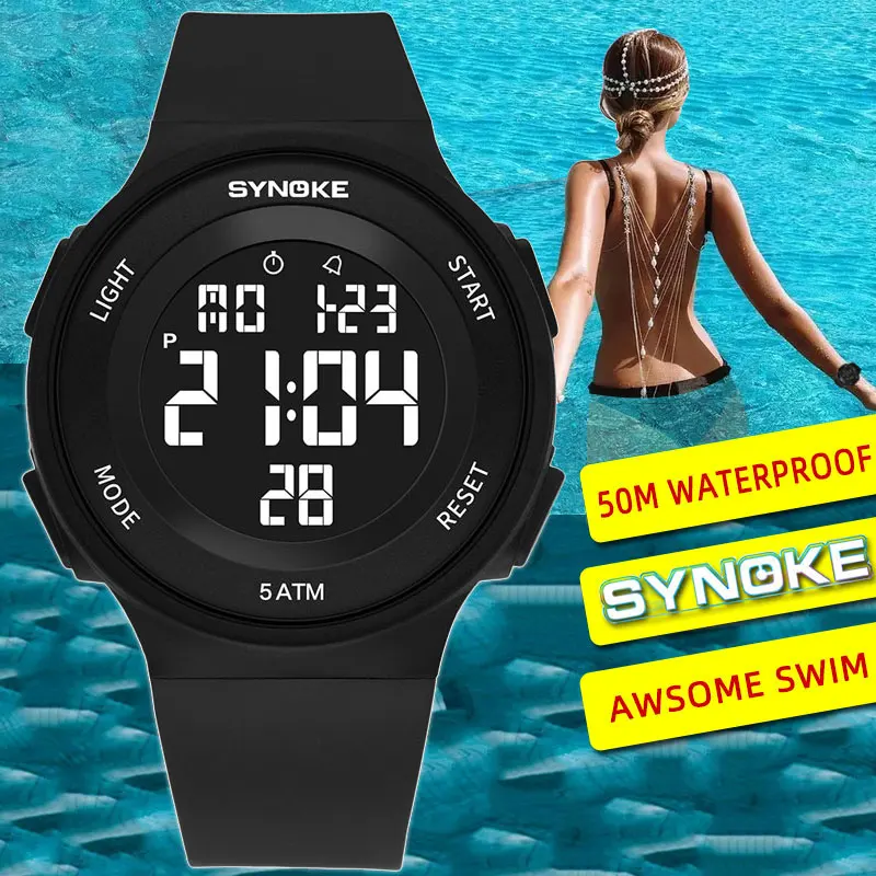 Silicone Ladies Watch Women\'s Outdoor Sports Watch Electronic Watches LED Digital 50m Waterproof Clock Men Relogio Feminino 2022