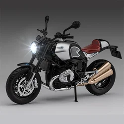 1:12 BMW Latte R NINE T Alloy Retro Sports Motorcycle Model Diecast Metal Street Racing Dźwięk i światło Zabawka dla dzieci Prezent