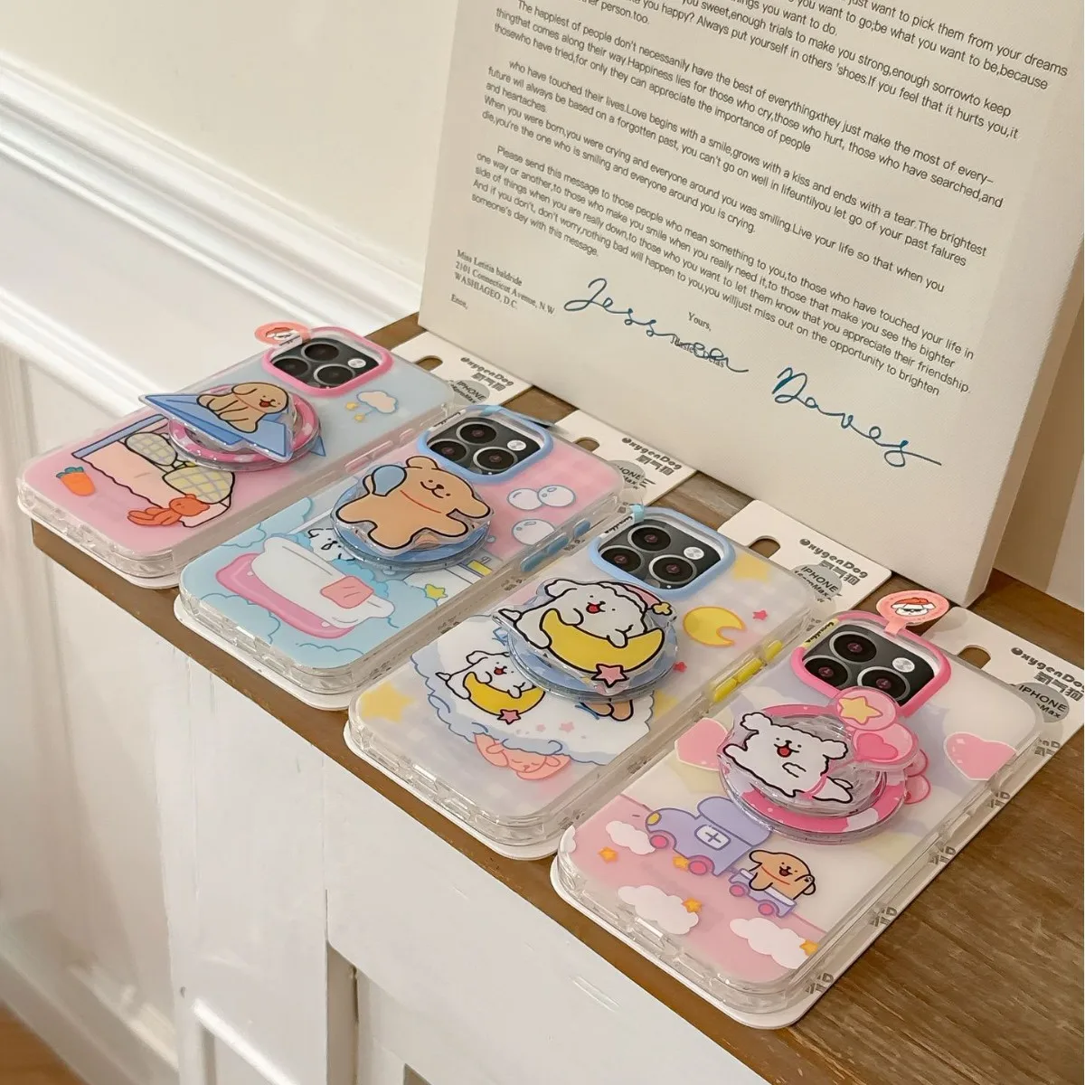

Cartoon painted puppy magnetic bracket pattern, suitable for iPhone 16 Pro mobile phone case 16 Pro Ma anti-drop protective case