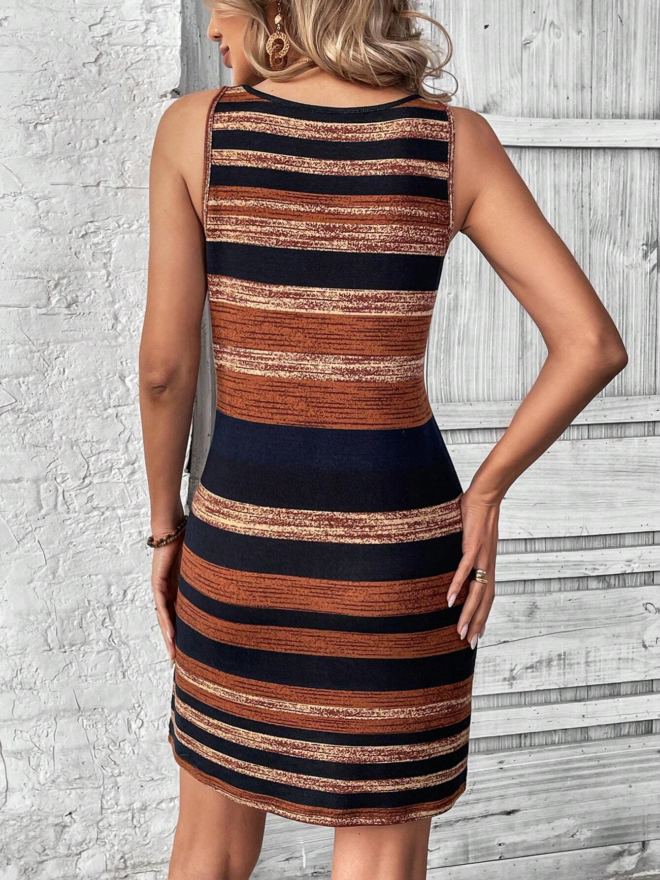 Athleisure Sport femmes col rond a-ligne robe sans manches arc-en-ciel et imprimé coloré robes femme été Y2k dames vêtements t-shirt haut