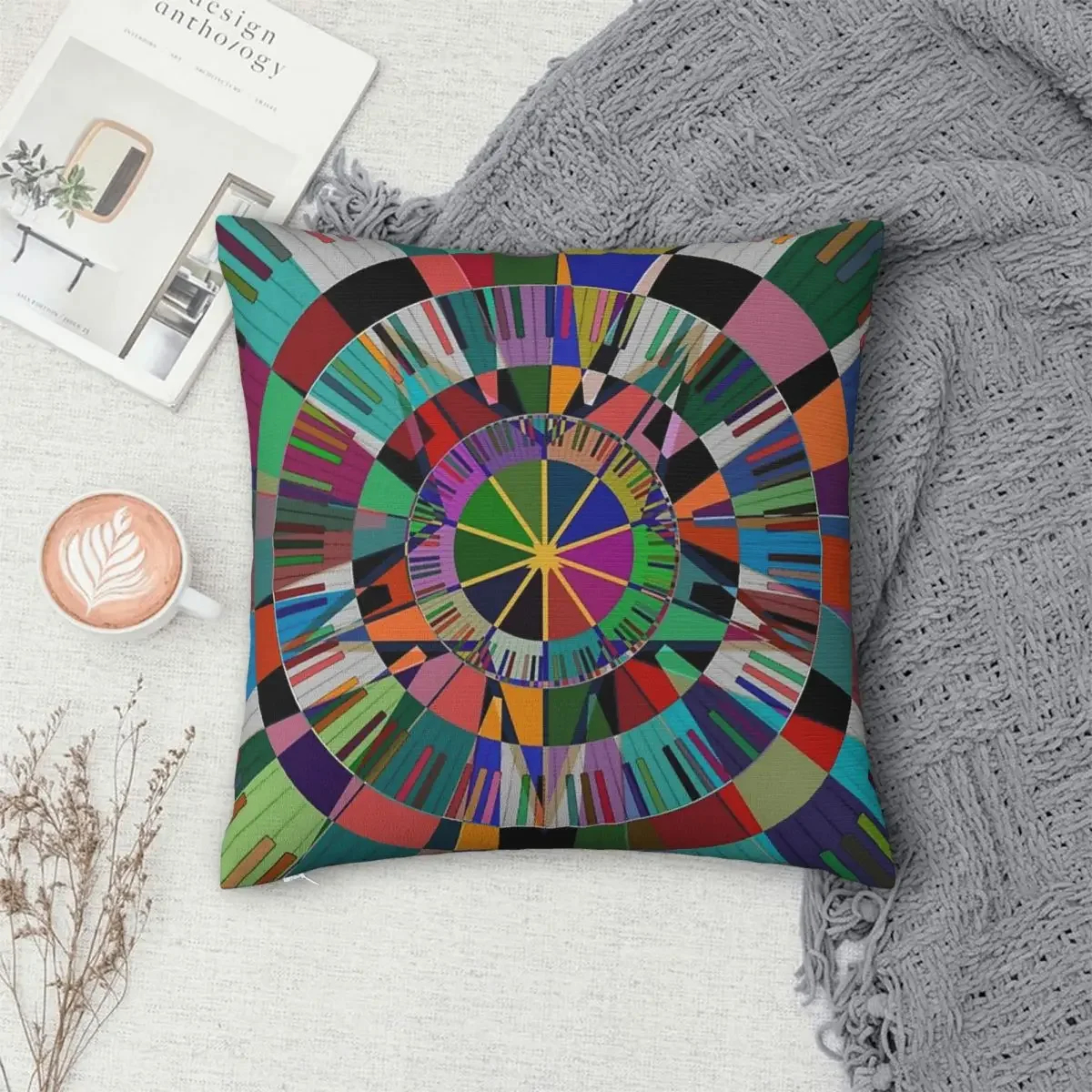 Psychedelic Piano Keyboard Geometric Pillowcase Polyester Pillows Cover Cushion Comfort Throw Pillow Sofa Decorative Cushions