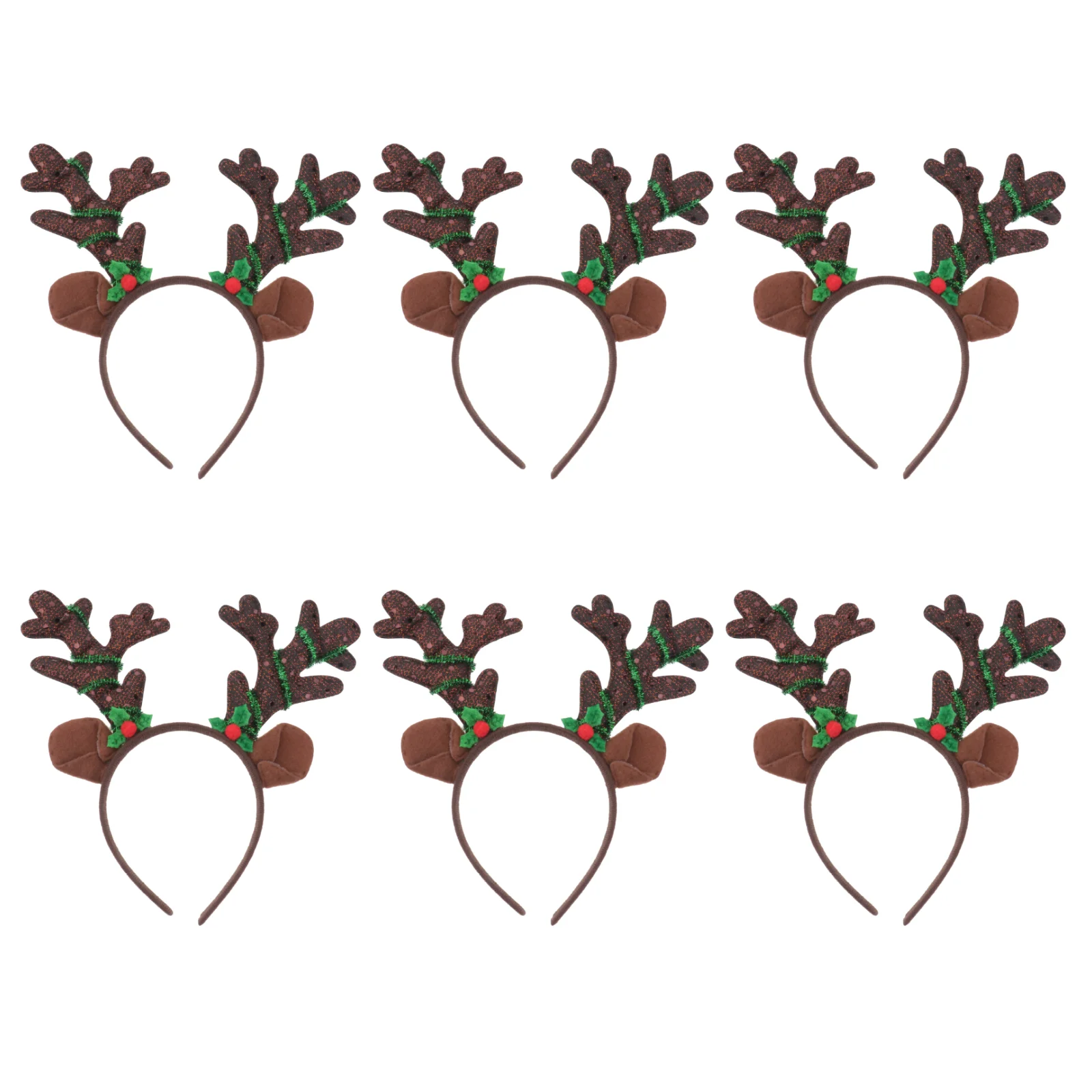 

6 Pcs Christmas Antler Headband Headpiece with Light European American Hair Hoop Headwear Fabric Headdress Miss