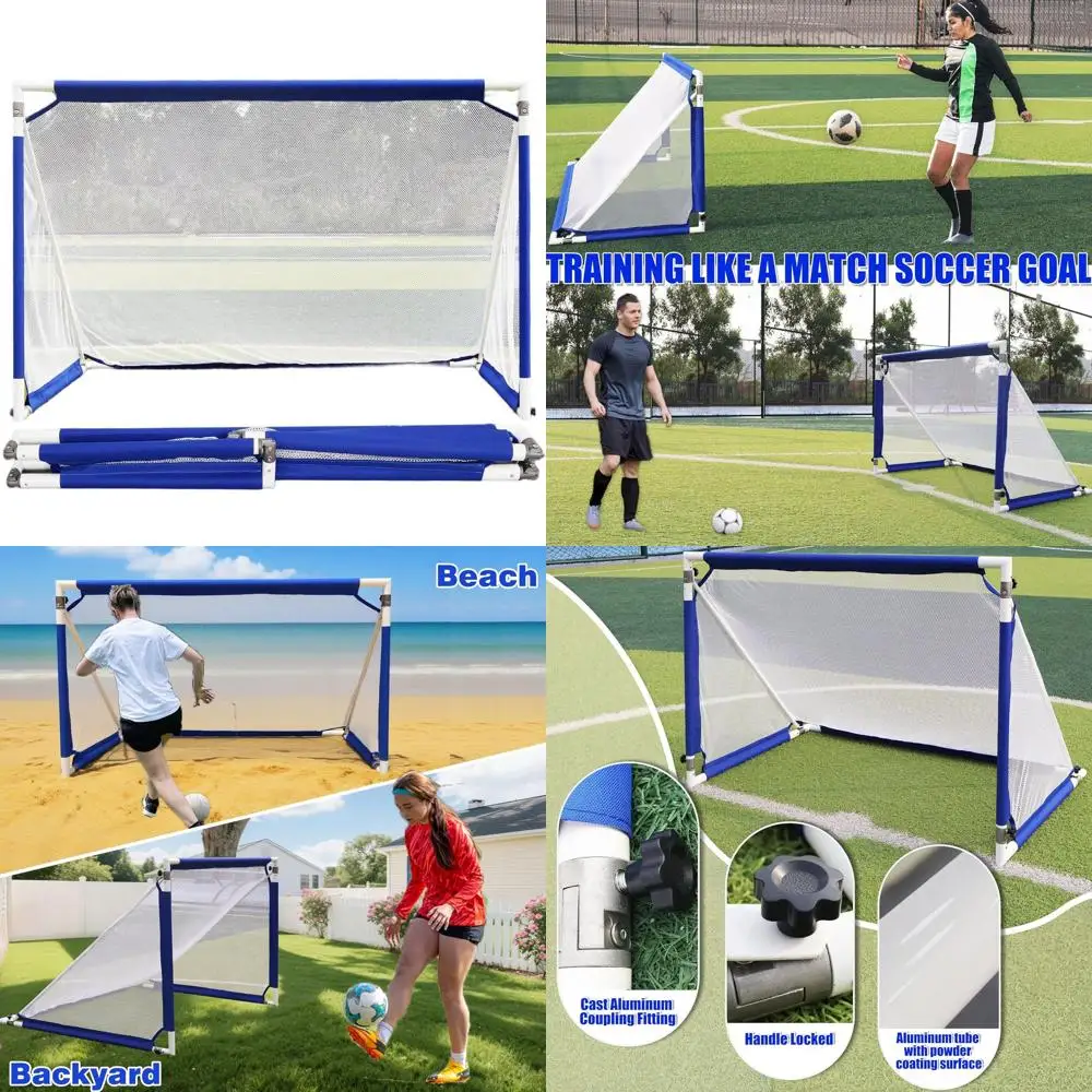 

Portable Soccer Goals - No-Wobble, Quick Setup, 4x2.5/5x3/6x4 Sizes for All Ages Training & Travel