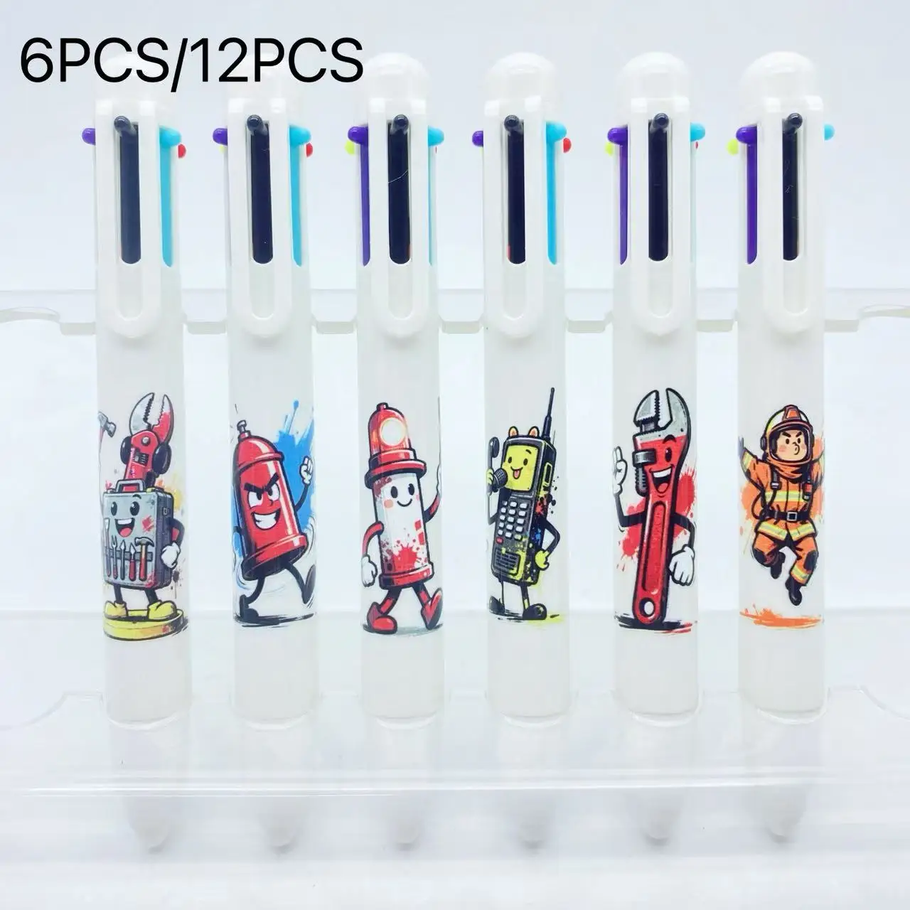 

Многоцветная шариковая ручка Fire Hero, студенческая ручка для письма, красочный маркер «шесть в одном», шариковая ручка на тему пожарной департамента