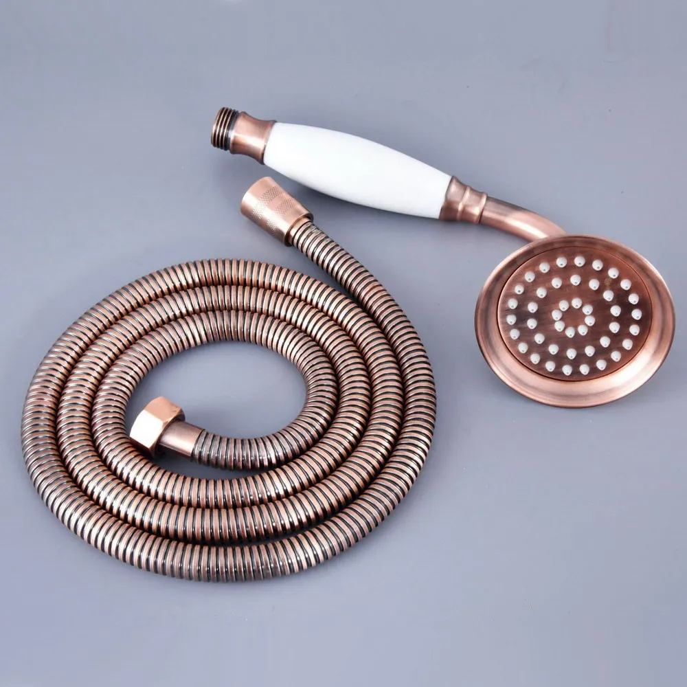 

Antique Red Copper Brass Bathroom Ceramics Telephone Shape Hand Spray Handheld Shower head + 1.5m Hose Lhh130