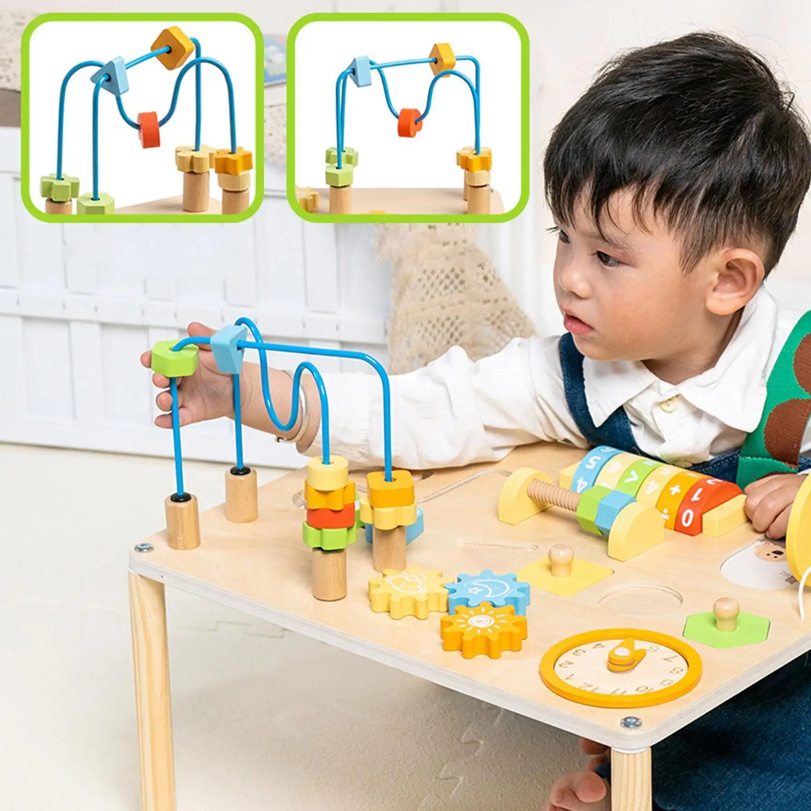 Activity Table Recognition Educational Gears Blocks Desk Play Table Shape Sorter for 1 2 3 4 Year Old Children Kids Baby Infant