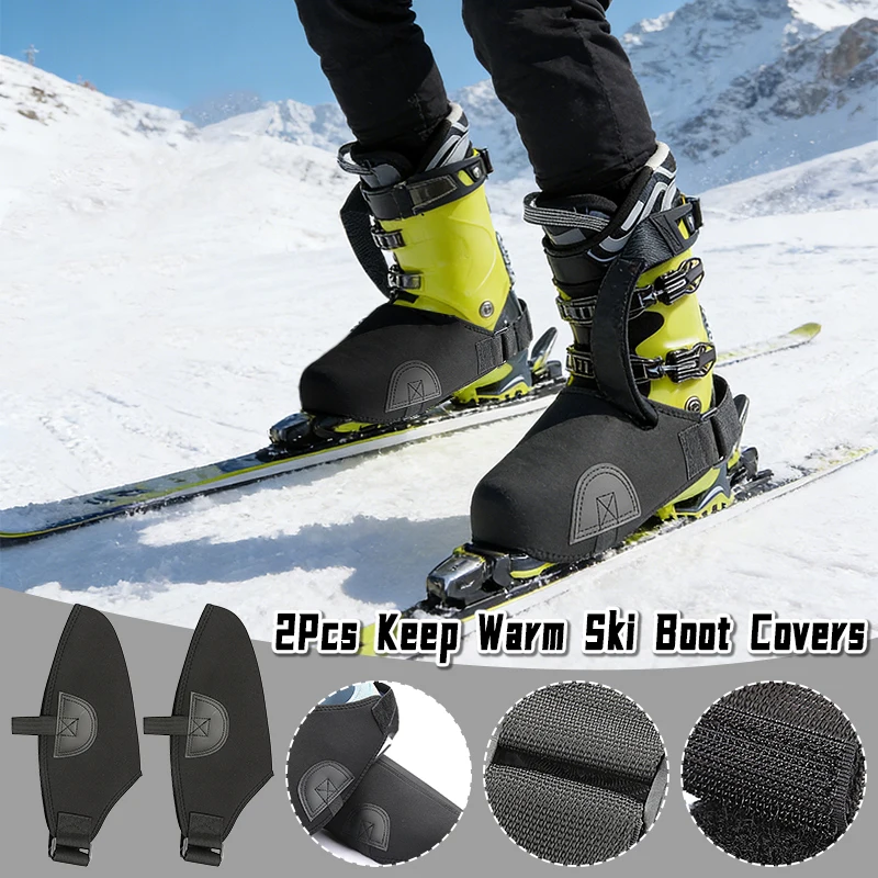 

2Pcs Ski Boot Covers Universal Fit Keep Warm Anti-Slip Snowproof Thickened Elastic Boot Warmer for Skiing Snowboarding Winter