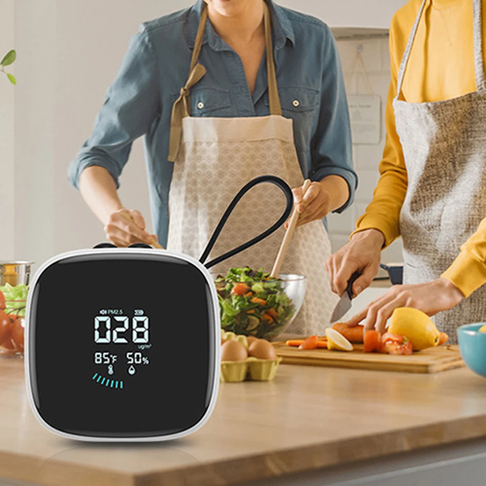 for Air monitor with hanging rope PM2 5 dust detection sensor featuring clear interface and immediate for indoor environments