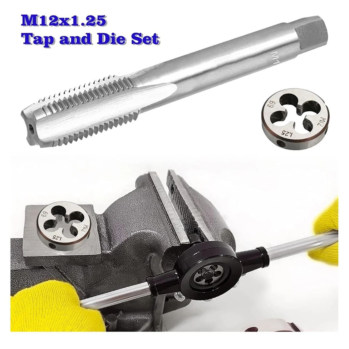 A95I-M12 X 1.25Mm Metric Tap And Die Set Threading Tool Kit Thread Tap And Round Thread Die