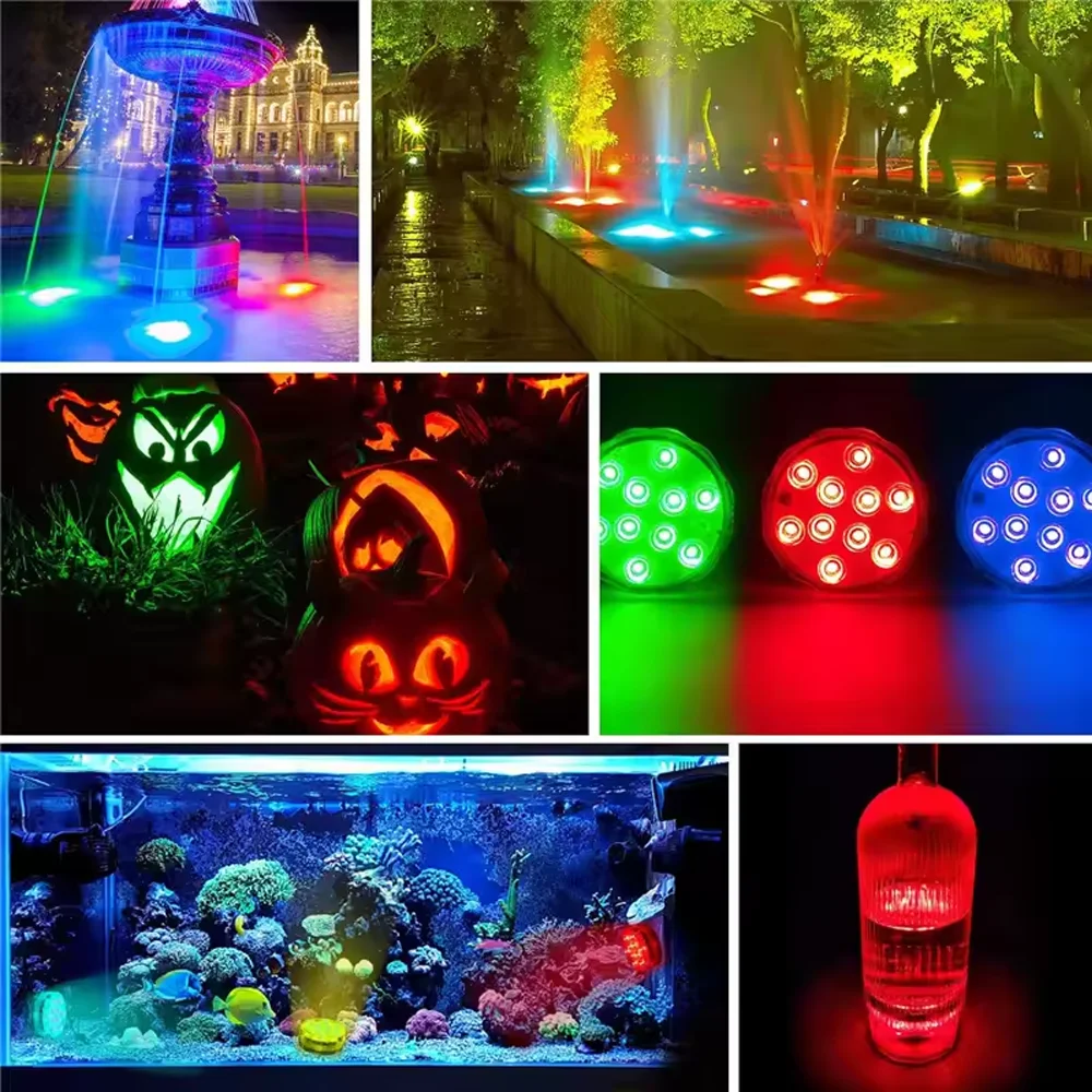 10Led Swimming Pool Light RGB Dive Fish Light Remote Control 16 Color LED Underwater Lamp with Suction Cups for Vase Aquarium