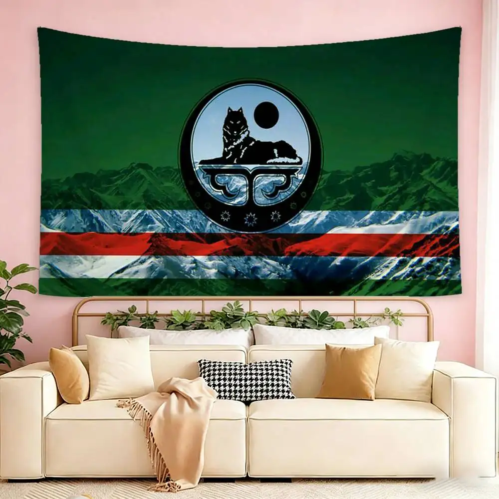 Chechnya Flag Chechen Wolf   Flags Wall Hanging Tapestry Outdoor Garage Room Decorative flag Background Blanket