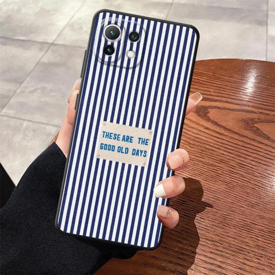 Case for Xiaomi Mi 11 12 13 Lite 13 14 15 Pro 12X 10T 11T 12T Pro Black Soft Phone Cover Retro Stripes