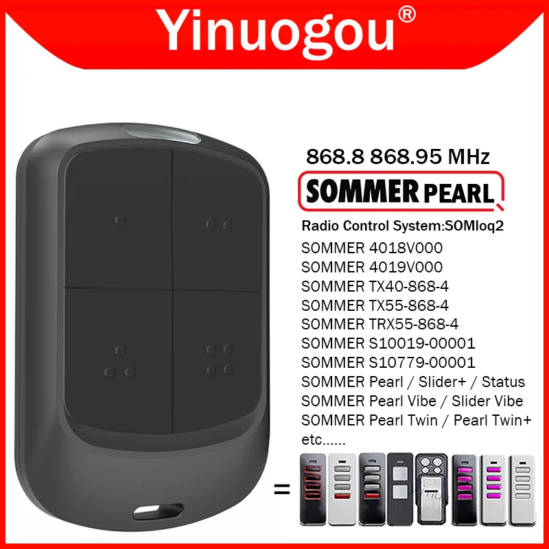 SOMMER SOMloq2 Pearl Vibe Twin Status Slider Vibe 4018 4019 TX55-868-4 TRX55-868-4 TX40-868-4 Garage Door Remote Contol 868MHz