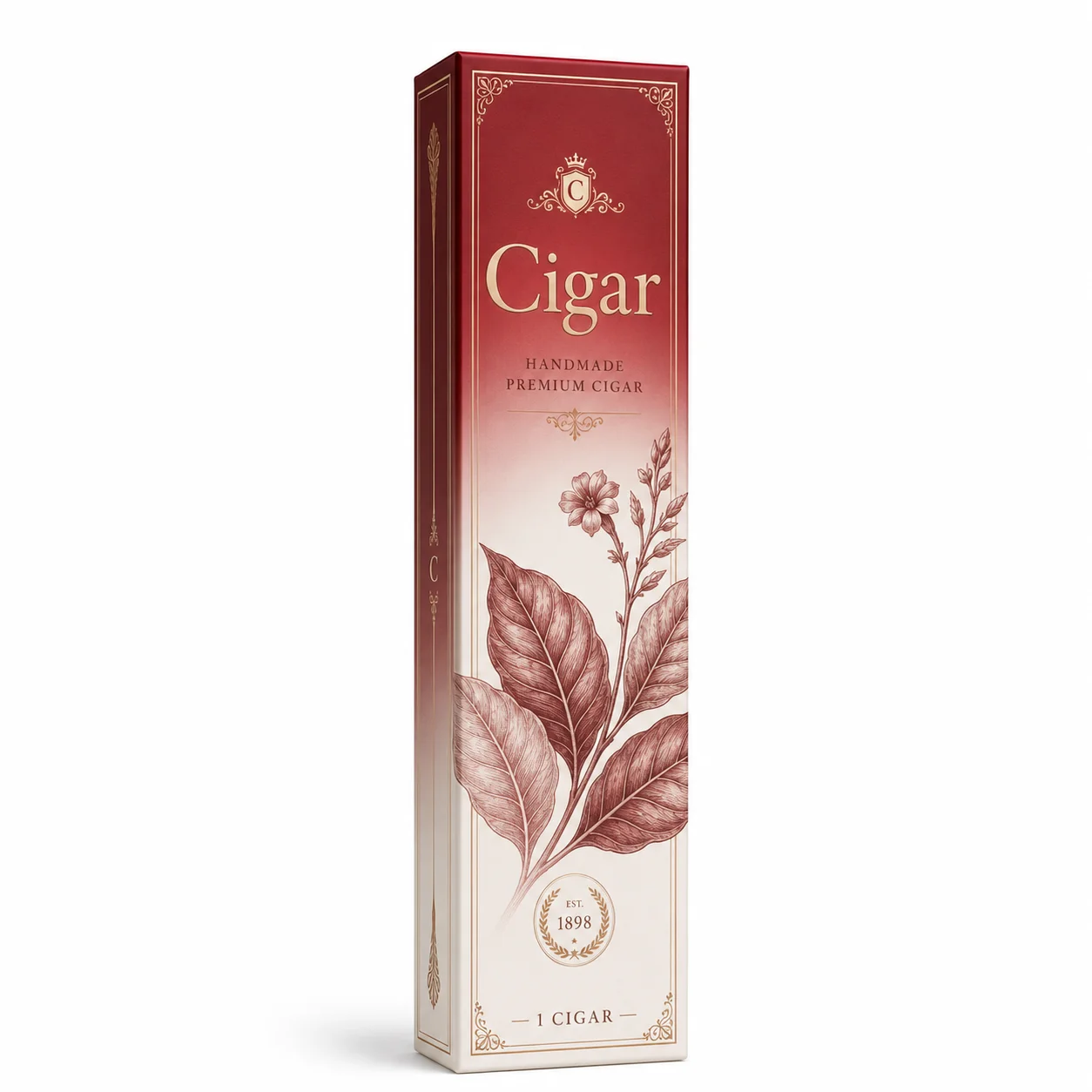 Cigar Box Custom Luxury Foldable Single Cigar Packaging Paper Box with Gold Foil Logo for Premium Gift Display