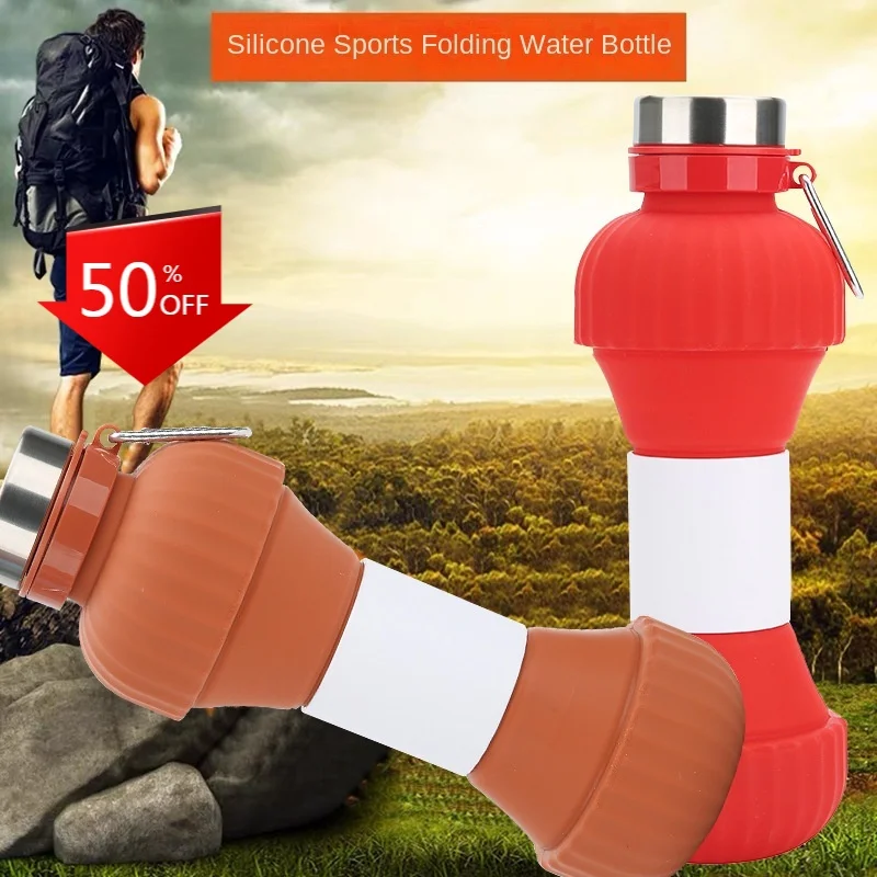 Foldable Silicone Travel Water Bottle, Portable Food Grade High-temperature Resistant Large Capacity Sports Kettle