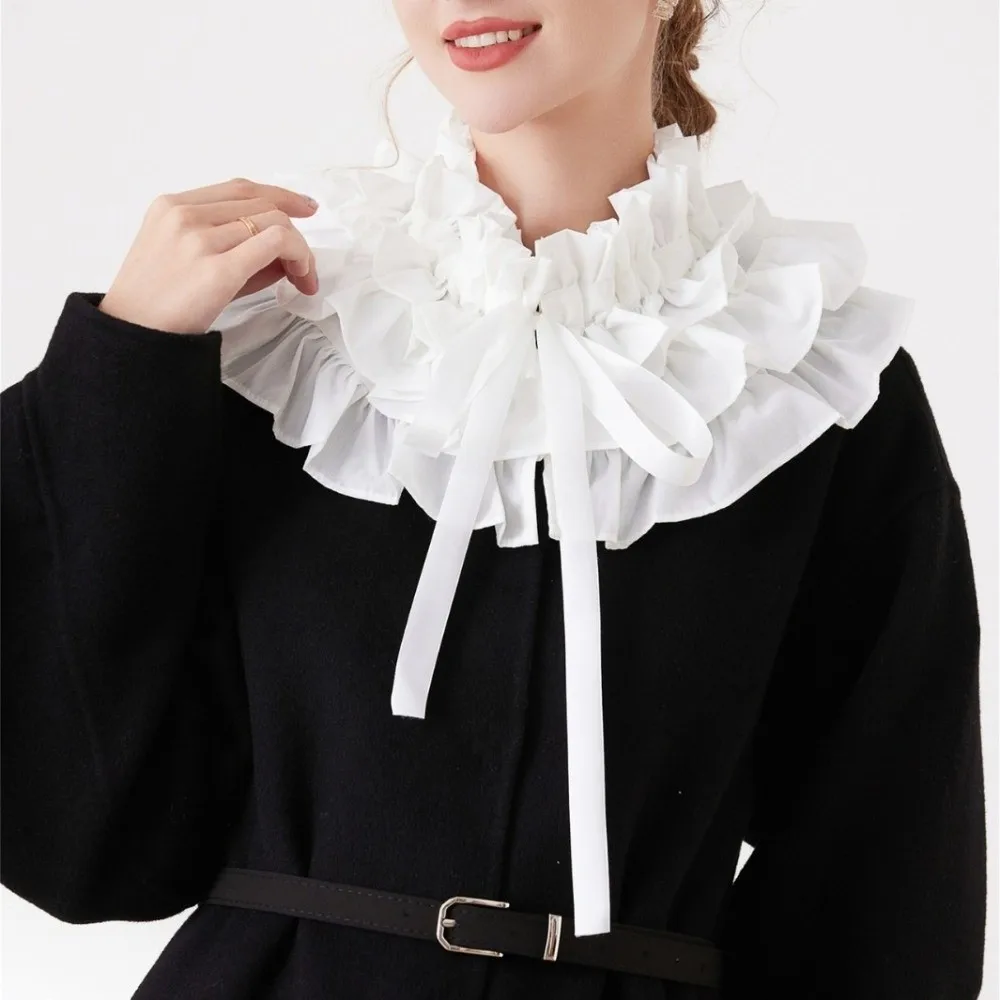 Fashion Solid Color Layered Ruffle Collar Multi-layer Cloth Decoration Detachable Collar Frilled Neckpiece Women