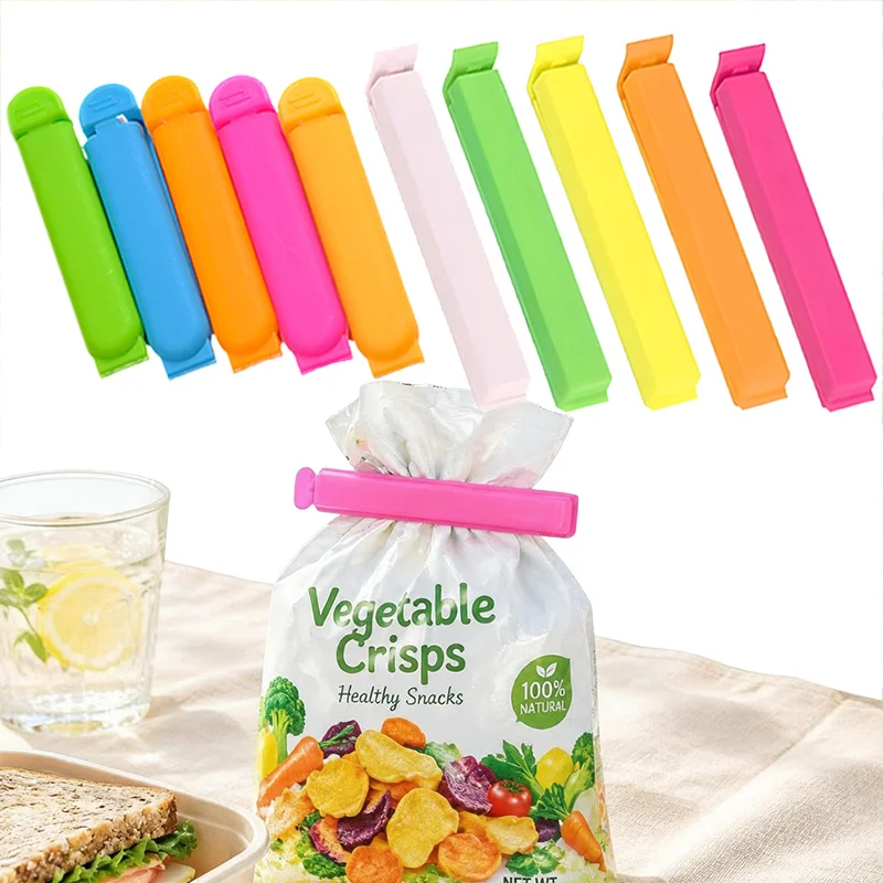 10Pcs Plastic Sealing Clips 2 Sizes Random Color Bag Closers Reusable Food Pouch Clamps for Pantry Storage Freezer Bags TMZ