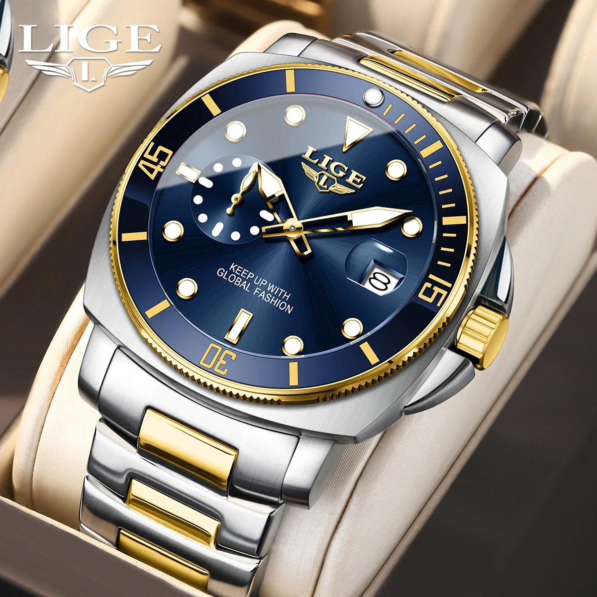 LIGE 2026 Top Business Men's Watch Luminous Waterproof Men's Fashion Watch Calendar Watches Gift For Men Relogio Masculino+BOX