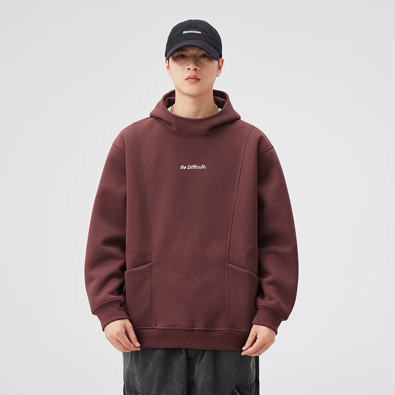 

Hooded Sweater for Men 2024 Fall Winter Trend Letter Embroidery Loose Pockets Design Fashion Casual Long Sleeve Clothes