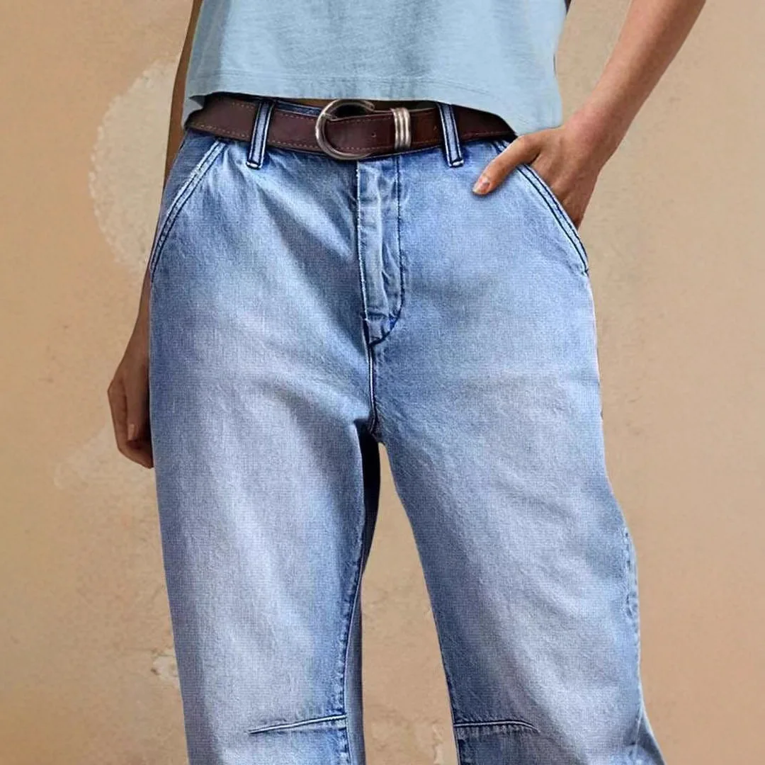 جينز نسائي بنمط جديد لخريف وشتاء أوروبي وأمريكي لعام 2025 بنطال نسائي فضفاض كاجوال وعصري #4