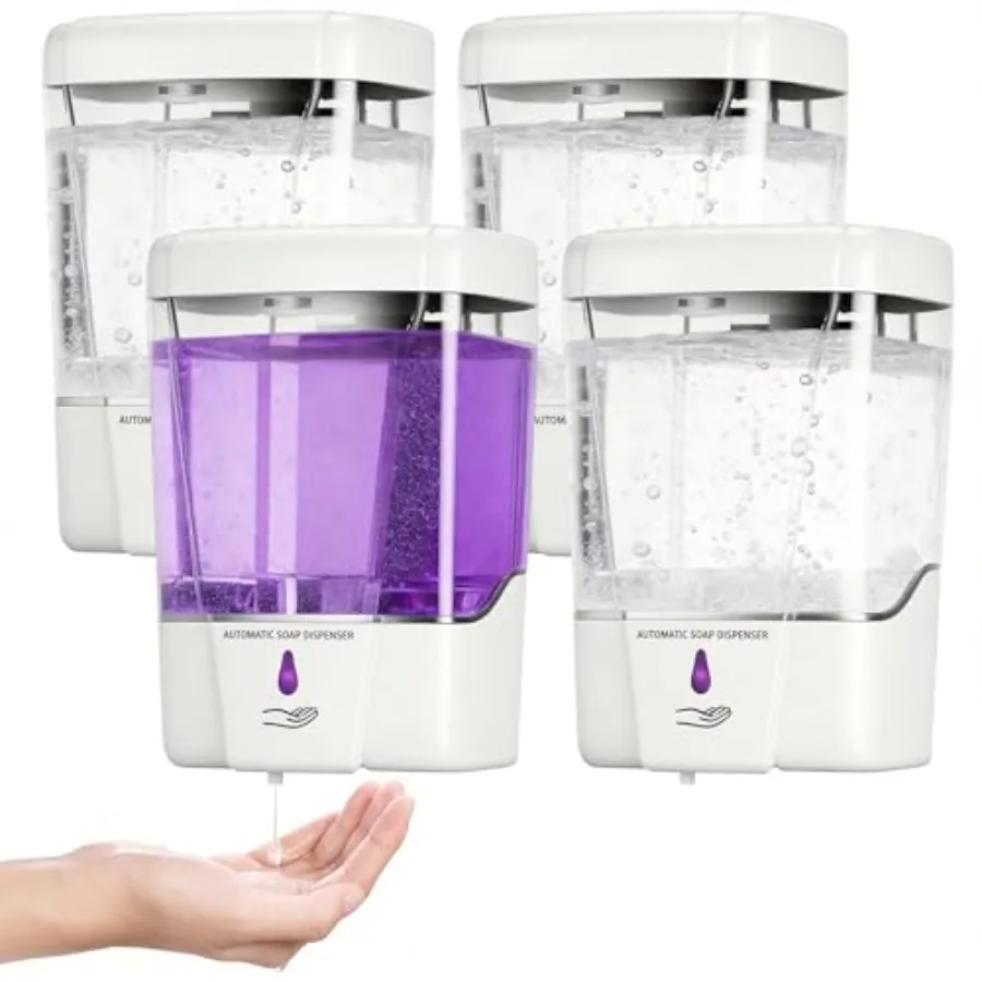 

4 Pack Automatic Soap Dispenser Wall Mount, Touchless Liquid Soap Dispenser, Battery Operated, 600 ml/ 20 oz Commercial Hand De