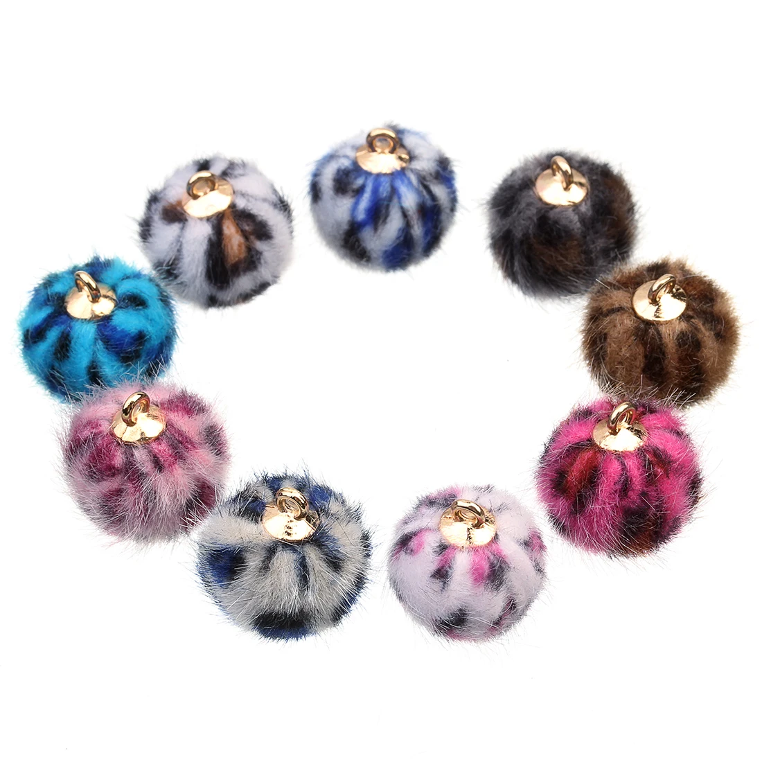 24pcs/lot 15mmLeopard Print Fur Ball For Handmade DIY Craft Knitting Wool Clothing Scarf Making Decoration Accessories Wholesale