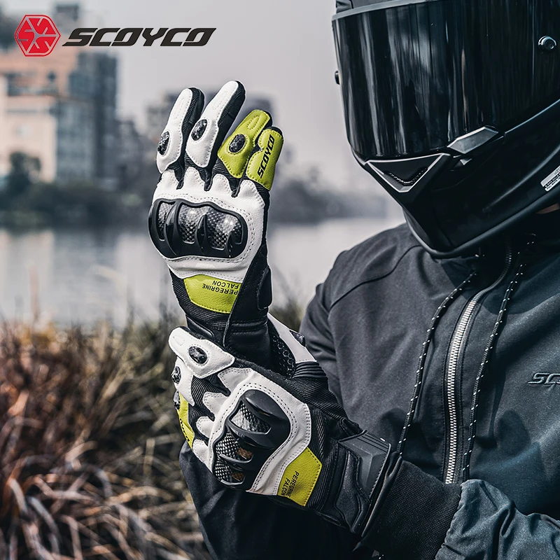 

SCOYCO Premium Sheepskin Motorcycle Gloves Fashion Retro Design Motorcycle Leather Gloves Soft Wear Resistant Riding Gloves