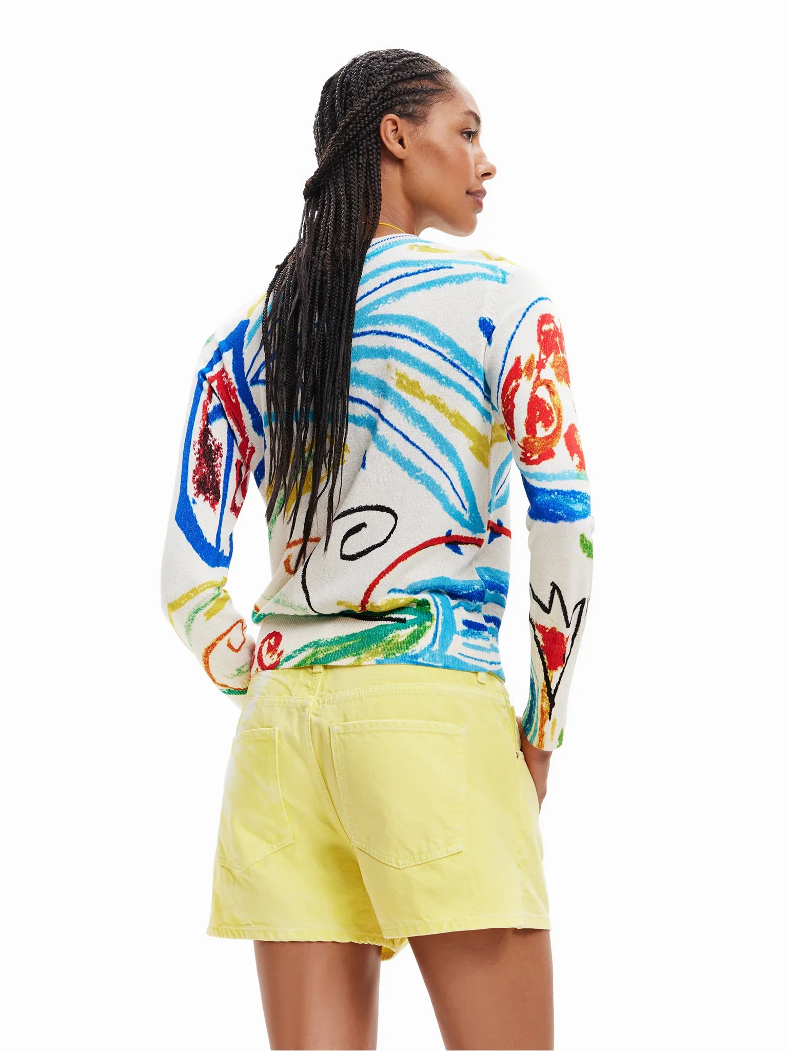 New Spanish printed round-neck stretch long-sleeved thin sweater for export original order