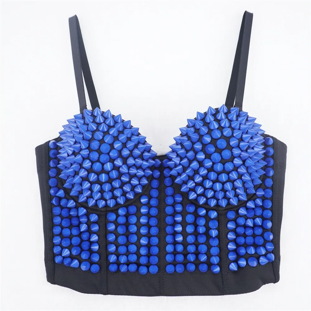 SXTHAENOO 2024 Women Fashion Rivet Corset Top Crop Bustier Bra Push Up Bodice Sexy Lingerie With Chest Pad Party Short Clothes