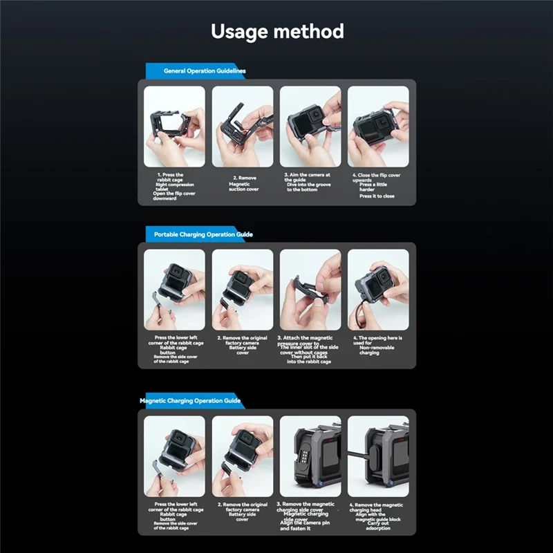 ABSQ-обновленная черная металлическая рамка для Go Pro 13/12 11 10 9 для камер Gopro Hero 13/12 11 10 9, корпус из алюминиевого сплава