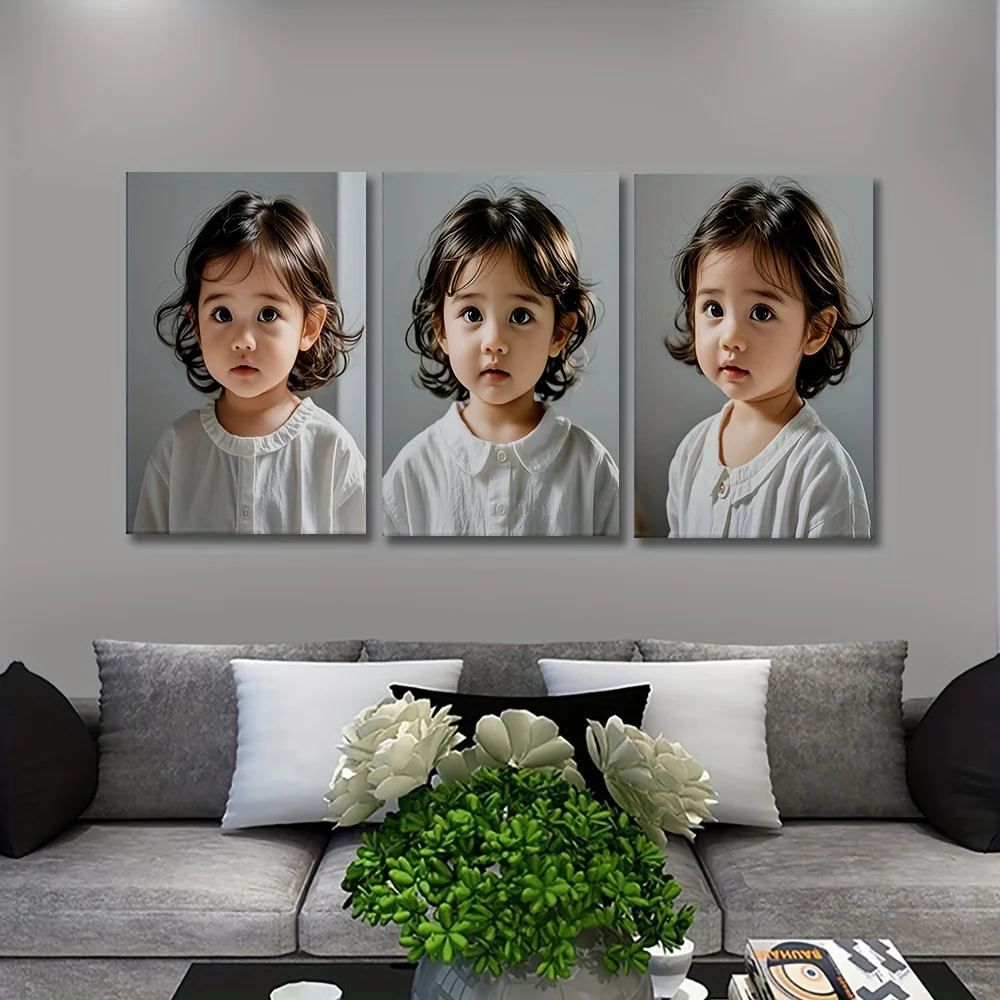 3 Stück/Set personalisieren Sie Ihr Foto, Leinwanddruck, Familienporträt, Paar, Hochzeit, Wandposter für Jahrestag, Valentinstag, Heimdekoration