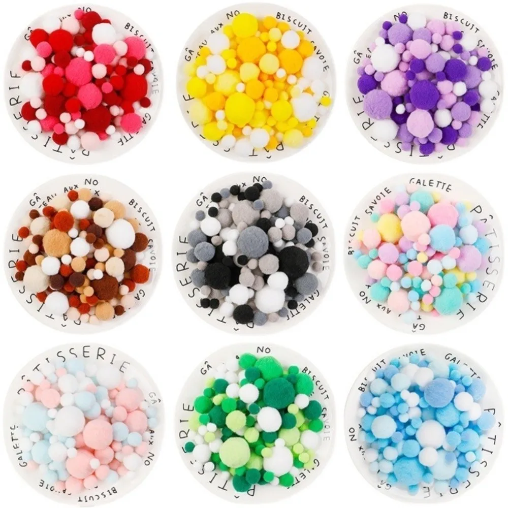 New Craft DIY Pompom Fluffy Balls Pom Poms Mixed Size 10-30mm Pompoms Fur Ball Home Decor