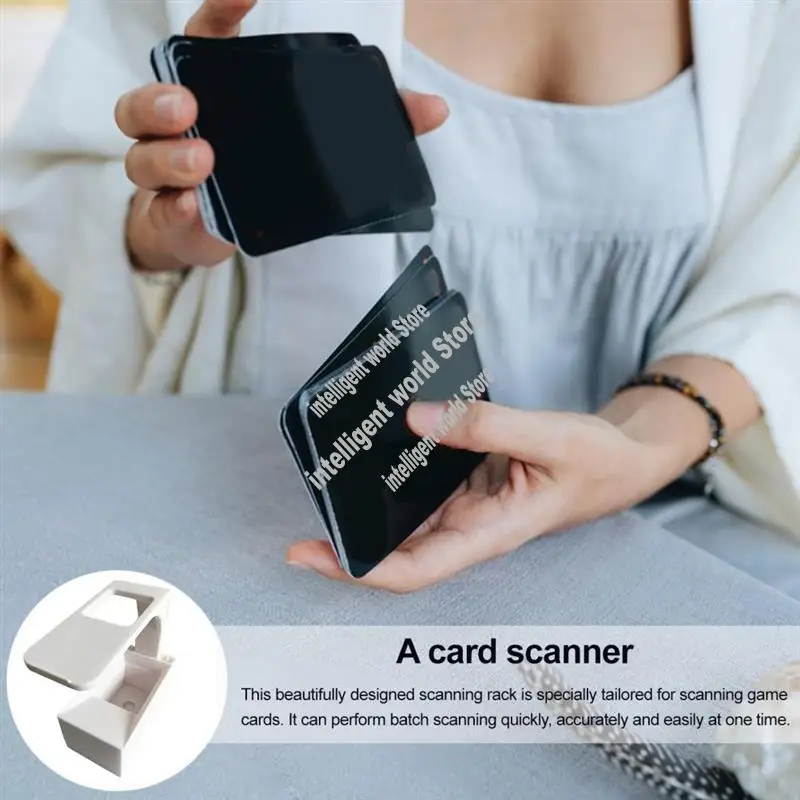 Manabox para cartão comercial scanner cartão jogo de exibição suporte eficiente para padrão para cartões comerciais com suporte do telefone branco-abwo