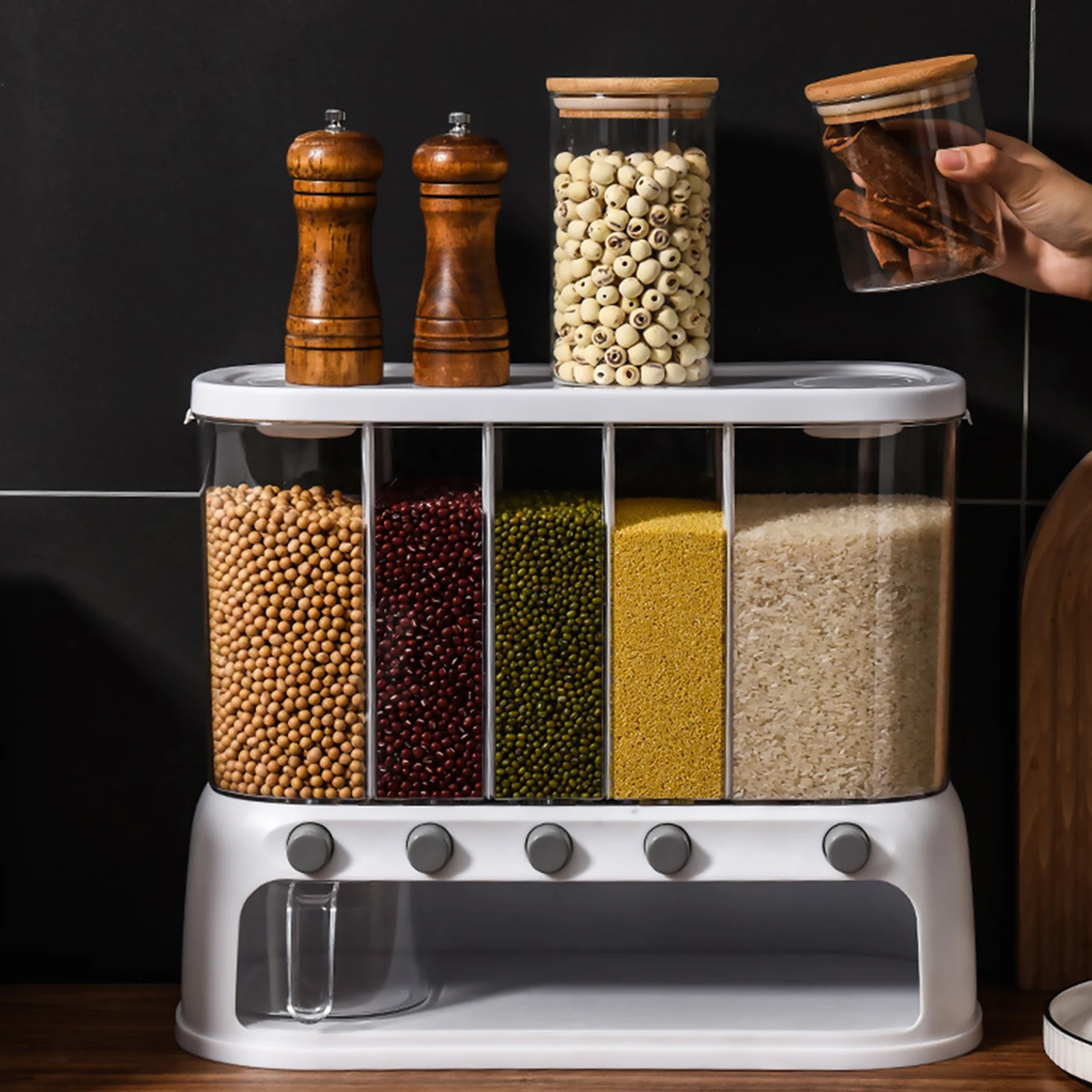 Contenitore per cereali da 12 litri Dispenser per cereali a prova di umidità Secchio separato per riso multifunzionale con coperchio per cucina domestica