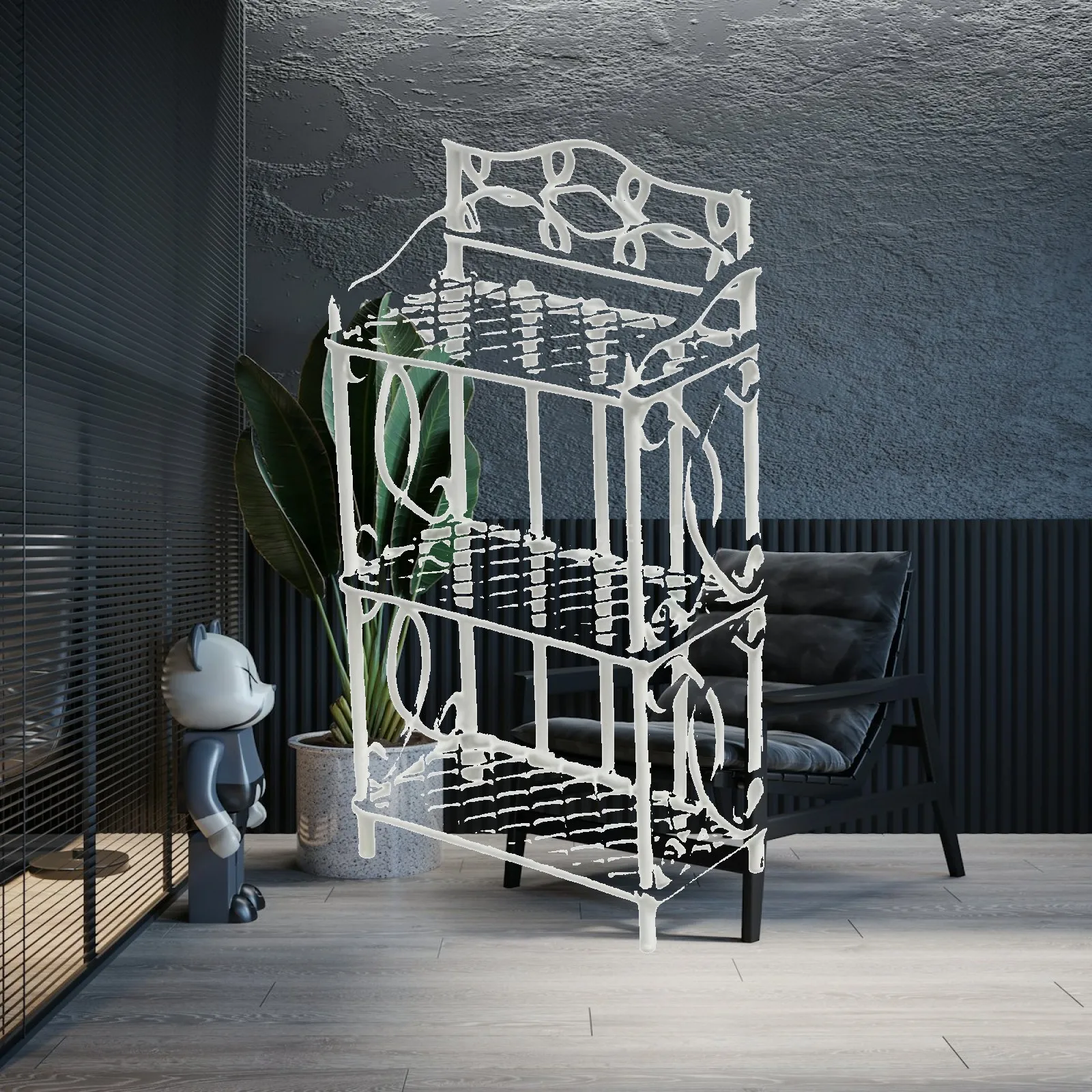 Miniature Shelf with Scrollwork 1:12 Scale Miniature Display Rack Three-Tier Dollhouse Storage Rack for Tabletop Photography