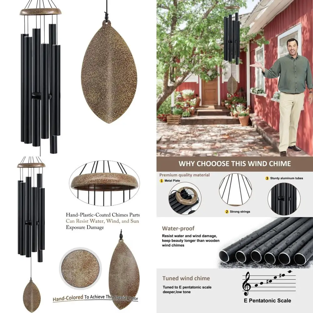 

Large Outdoor Garden Wind Chimes with 6 Heavy Tubes, Deep Tone, 45 Inches for Hanging