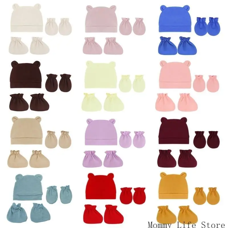 

Solid Color Spring Autumn Summer Ear Mittens Socks Warm Beanie