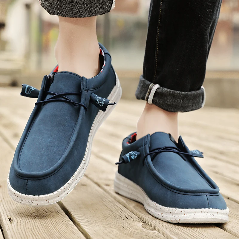 Tênis de direção plana casual masculino, sapatos de barco leve, mocassins de lona respirável, plus size 39-48, ao ar livre