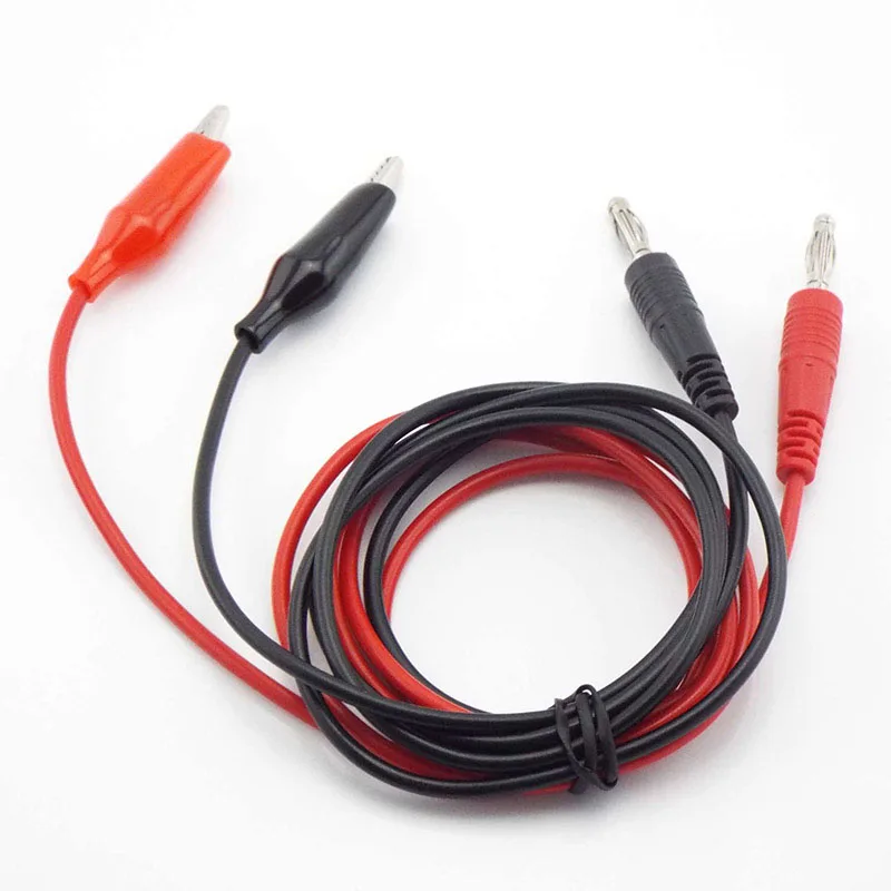 

1M Dual Alligator Clip test crocodile lead to 4mm Banana Connector Oscilloscope for Test Probe Electrical Cable Red Black