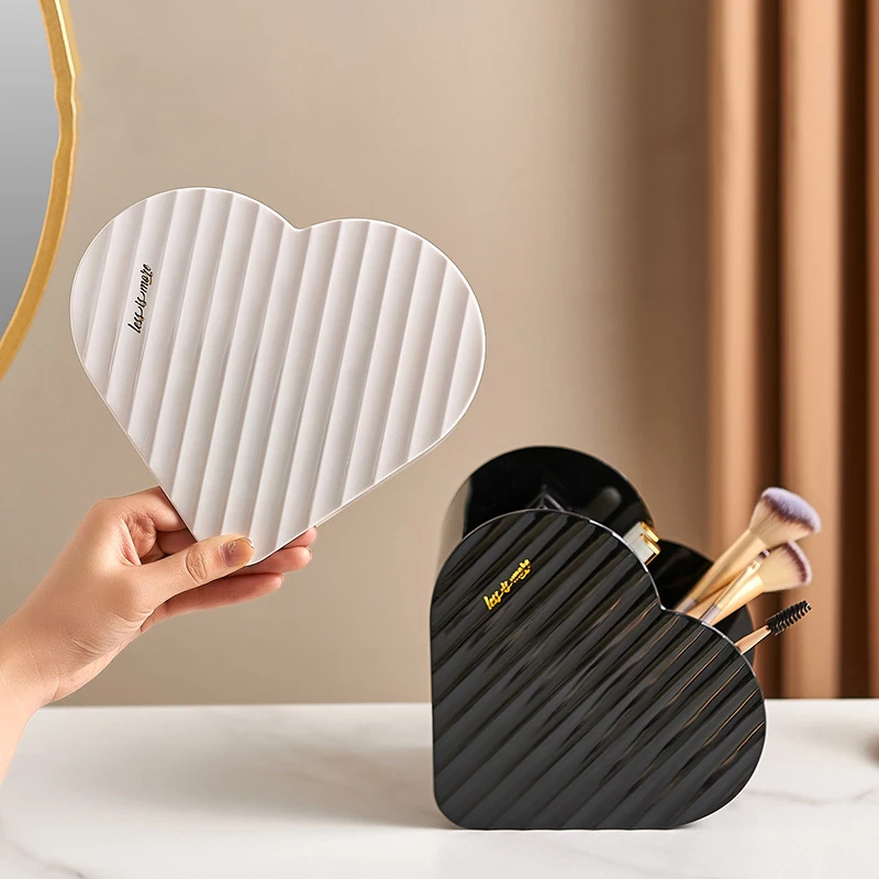 Heart Shape Makeup Brush Storage Holder PET Cosmetic Organizer 4 Grid Eyebrow Pencil Lipstick Boxes