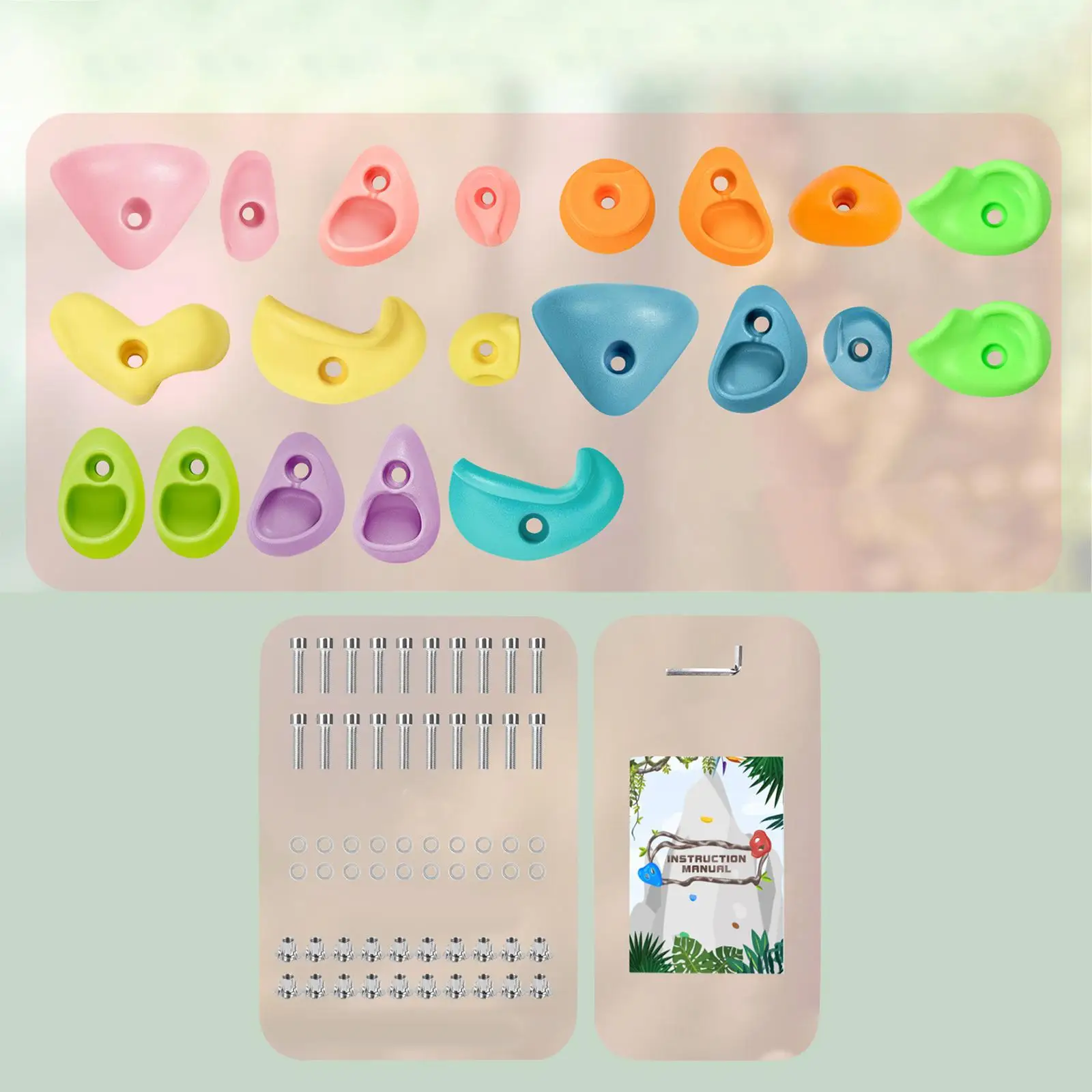 Rock Climbing Wall Stones Colorful Climbing Handles Kit Climbing Support for Children Outdoor Indoor Activity
