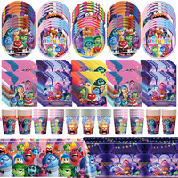 Disney Inside Out 2 Themed Birthday Decoration Supplies Deco  Plate Cups Napkins Tableware Inside Out 2nd Birthday Party Kit Kid