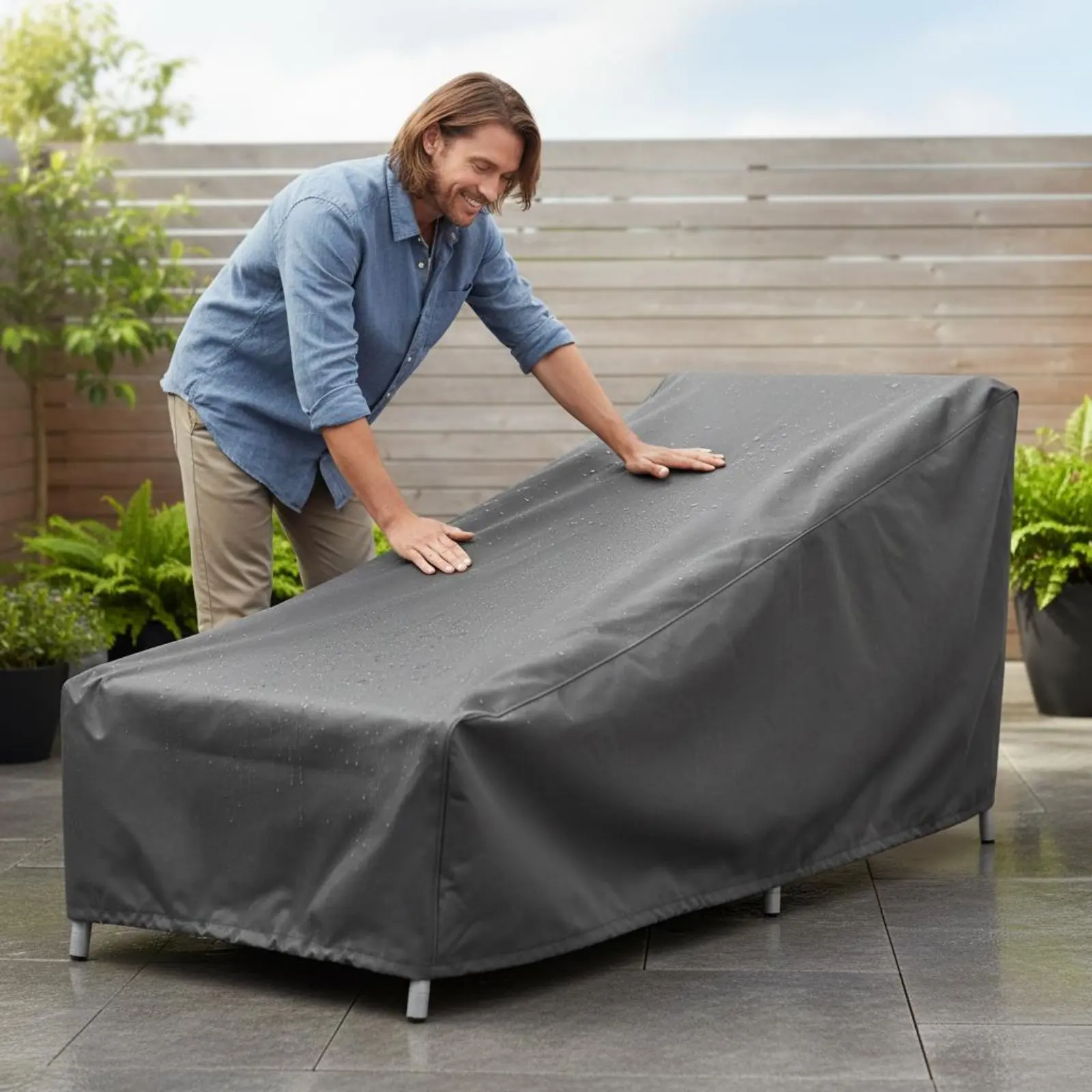 Sunlounger Cover Waterproof Sun Bed Cover Year-Round Tear Resistant for Beach