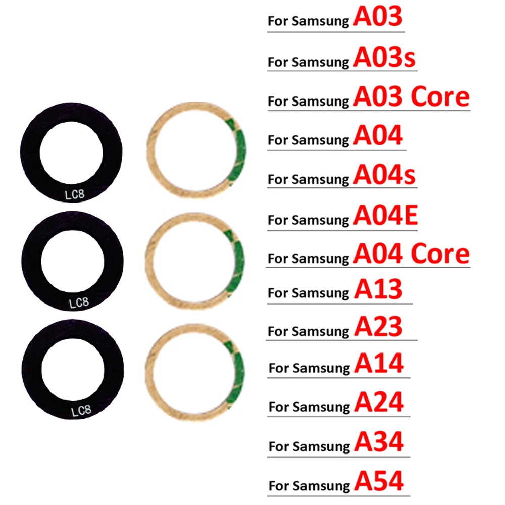 Rear Back Camera Glass Lens For Samsung  A03 A03s A04 Core A04s A04E A14 A24 A34 A54 A13 A23 4G 5G With Ahesive